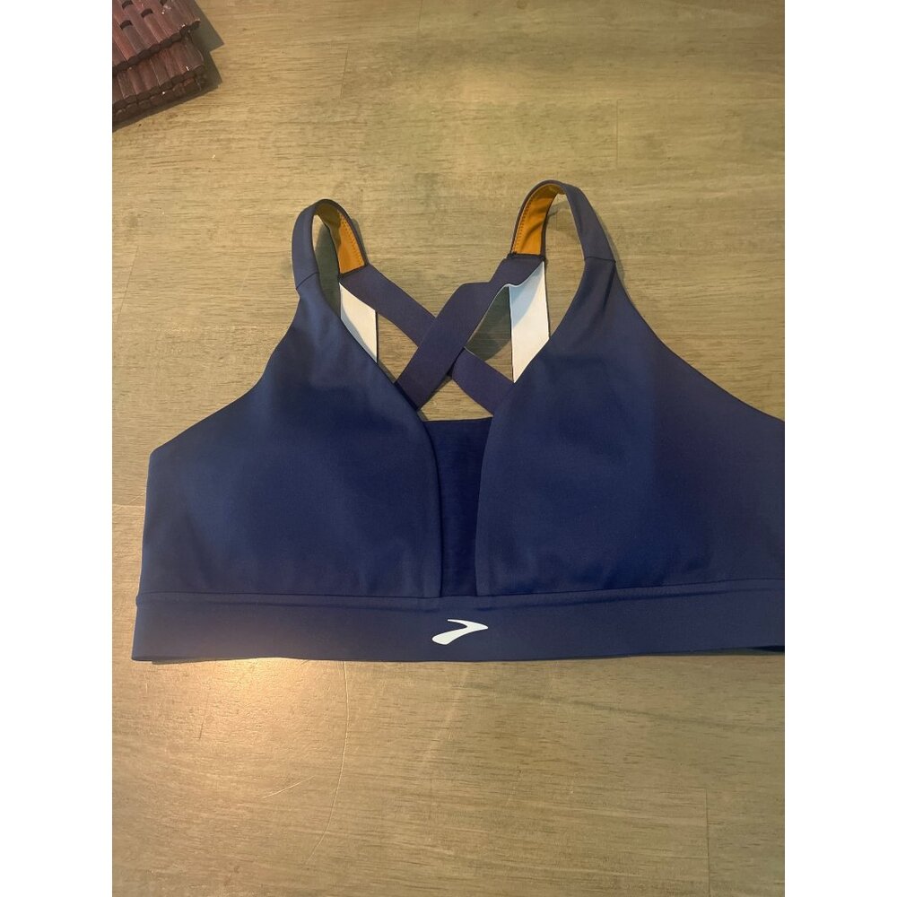 Brooks Womens XL Crossback Sports Bra Navy & Orange